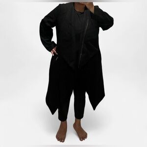 Black asymmetrical Women's wool coat